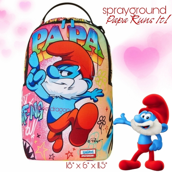 NWT Papa Smurf Large Backpack Sprayground Laptop Ready Travel School Bag Smurfs - Picture 6 of 15